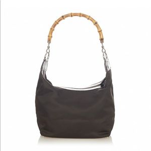 Vintage Gucci Bamboo Nylon Shoulder Bag